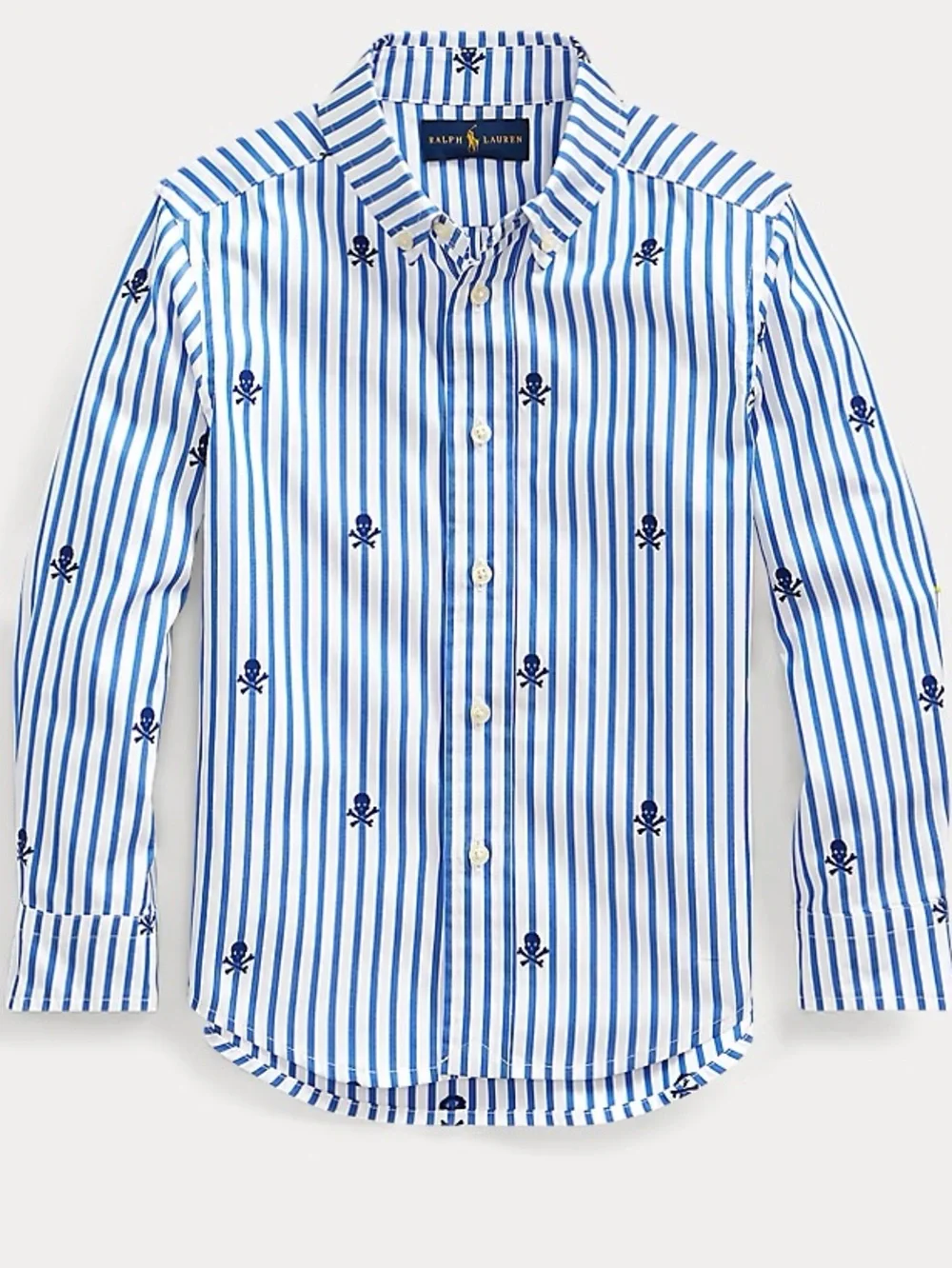 Ralph Lauren Striped Skull & Bones Long Sleeve Button Down Shirt |Size 8